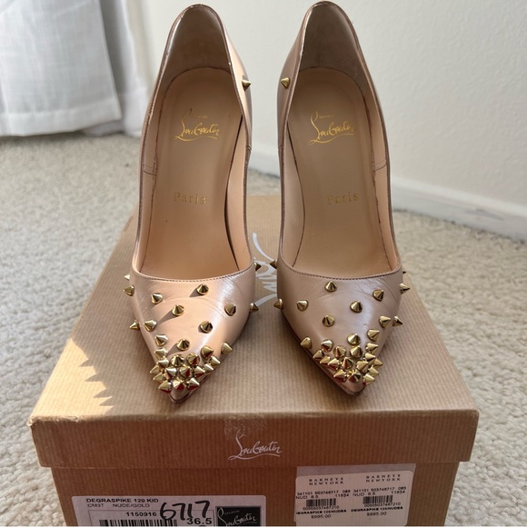 Christian Louboutin Degraspike 120mm in Nude / Gold - Picture 2 of 7